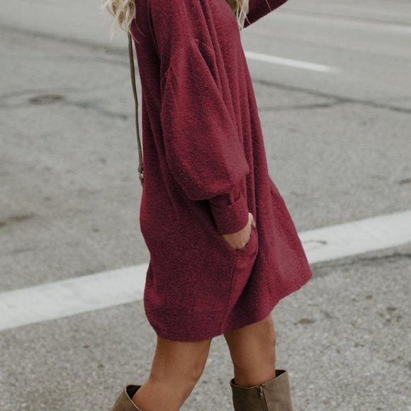 Gorgeous Loose fitting Burgundy Sweater Dress - Picture 5 of 7
